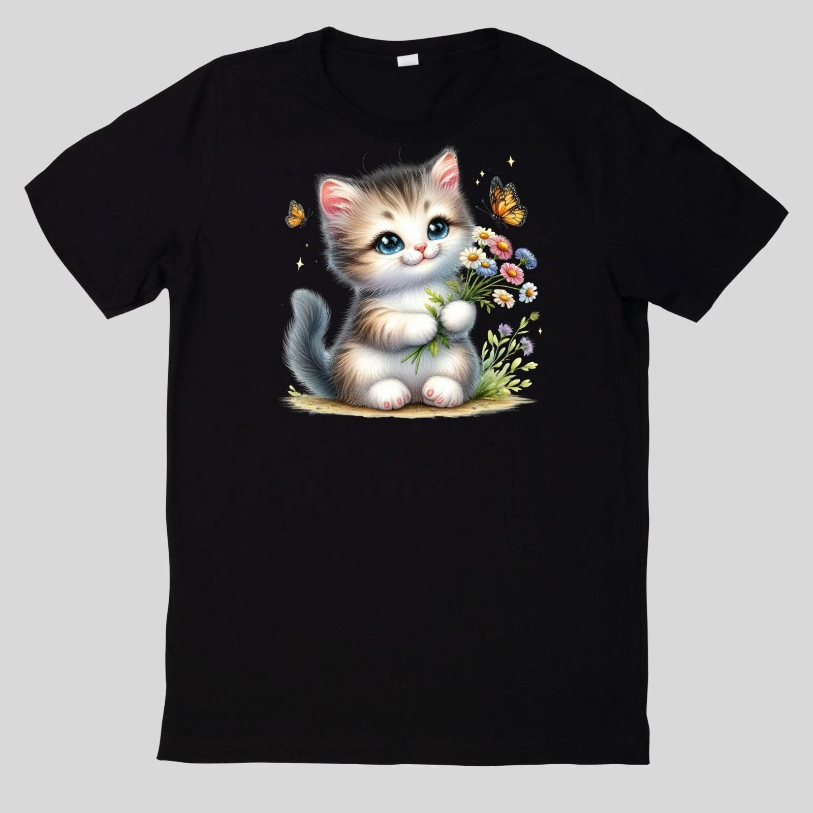 T-Shirt Niedliches Tier mit Wildblumen Baumwolle Fun Spaß Sprüche Lustig Cartoon XL