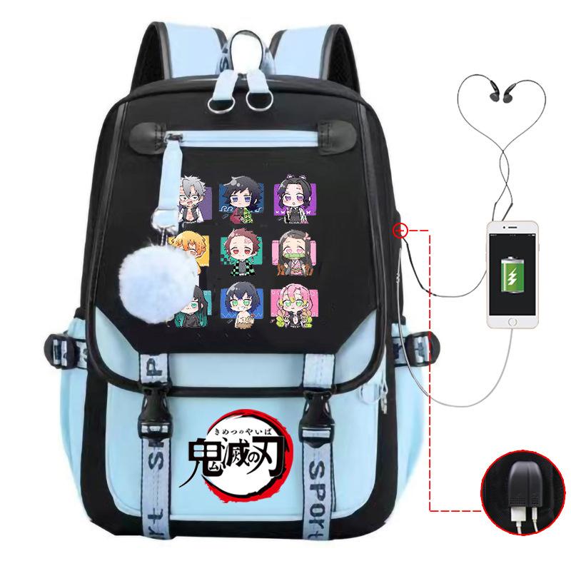 Ghost Annihilation Blade Grade 3-6 Junior High School Student High School Student School Bag Strap USB Multifunctional Backpack