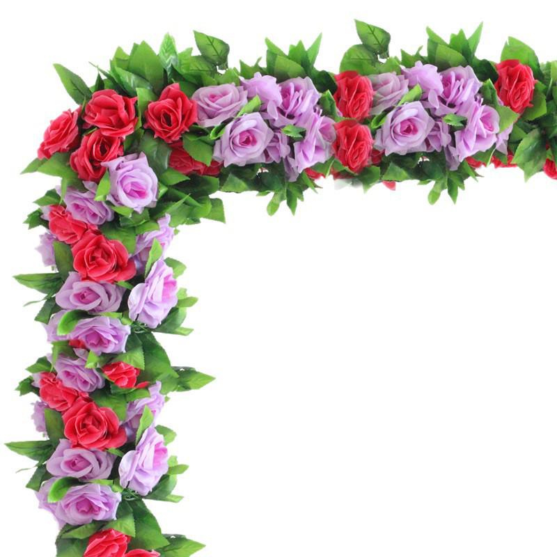 Artificial Rose Vine Ceiling Decor with Rattan for Living Room and AC Pipe Cover