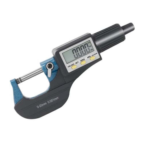 Beslands Digital Micrometer, Thickness Gauge, 0-25mm, Electronic Microgauge, 0.001mm, LCD Display, Japanese Instruction Manual Included
