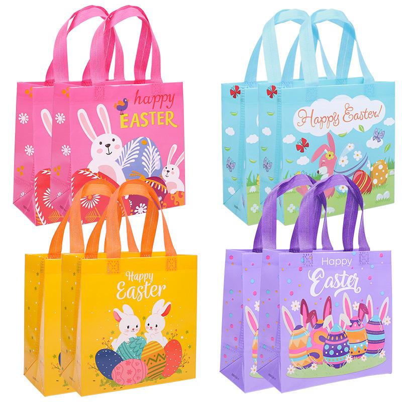 4/8Pcs Easter Gift Bags Cute Rabbit Eggs Candy Gift Packaging Bag 2025 Happy Easter Party Decor Supplies Kids Favors Treat Bag