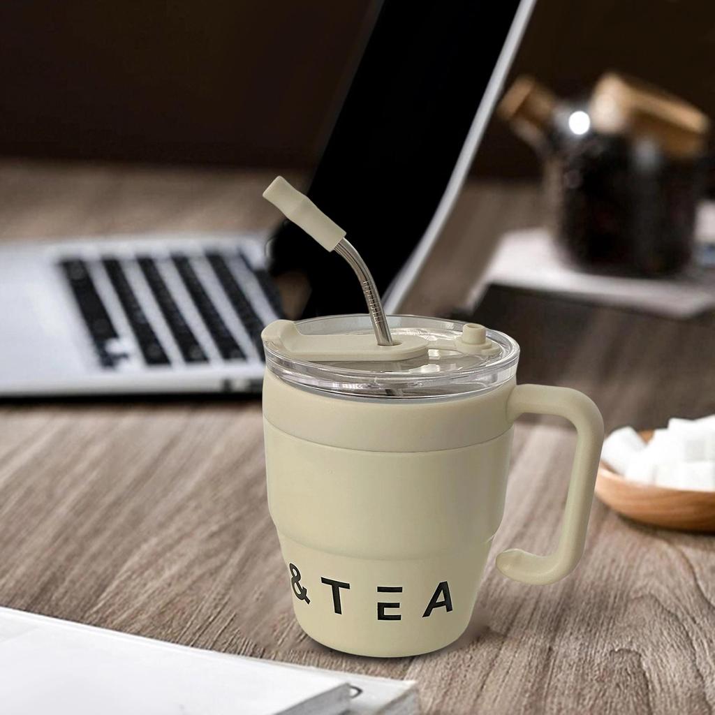 Isolierter Schnabelbecher Langlebig Wiederverwendbar mit Strohhalm und Deckel Edelstahl Strohhalmbecher für Wasser Eiskalte Heiße Getränke Milch Saft