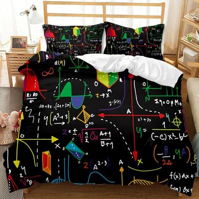 Matematický výpočet Vzorec Ložní souprava pro dospělé Design ložní soupravy Luxusní domácí textil Černobílý povlak na přikrývku