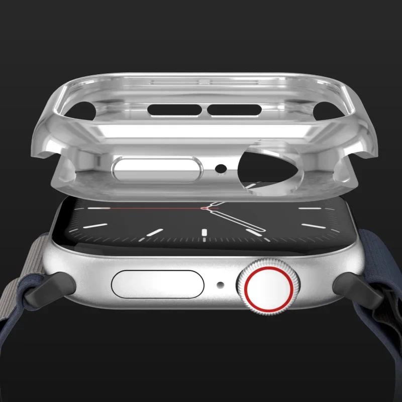 TPU Hollow Case for Apple Watch 42mm 46mm 44mm 45mm 40 41mm Soft Bumper Shell for iWatch Series 10 9 8 7 6 5 4 Cover Protective