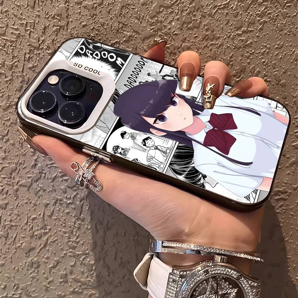 Anime Komi Shouko Phone Case For IPhone 17 16 15 14 13 12 11 Plus Pro Max Multicolor Aurora Laser Shockproof Funda Cover