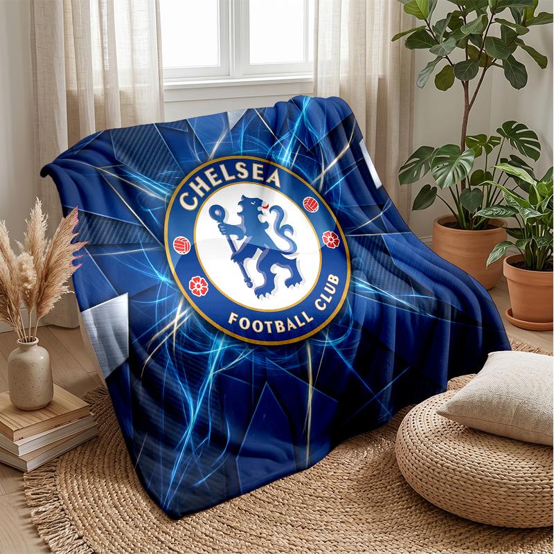 Chelsea FC Theme Blanket Soft Flannel Blanket Plush Throw Blanket Cozy Sofa Bed Blanket for Home Decor