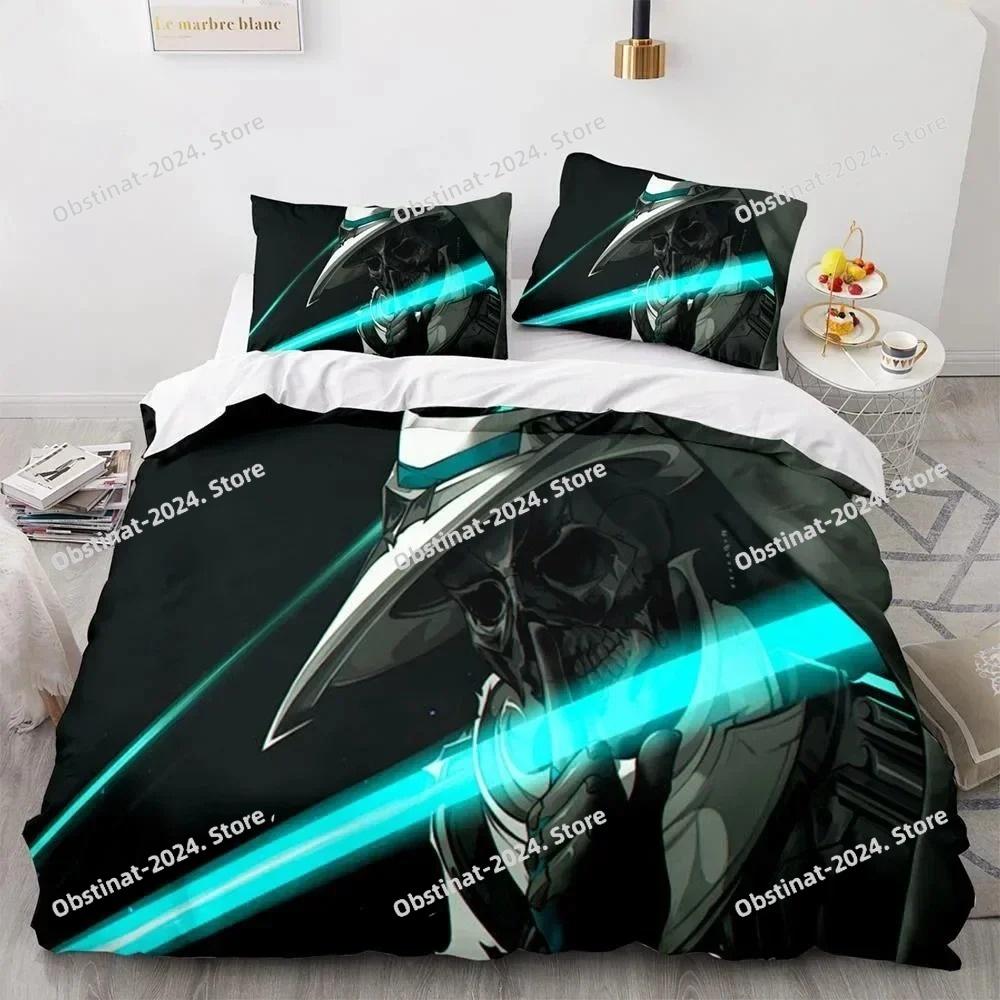 Game Valorant Neon Bedding Set Printed Bed Set Duvet Cover Sheet Pillowcase Bed Soft Quilt Cover Full Queen King Size