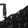 European & American Spaghetti Strap Sequin Mesh See-Through Irregular Slit Dress for Women
