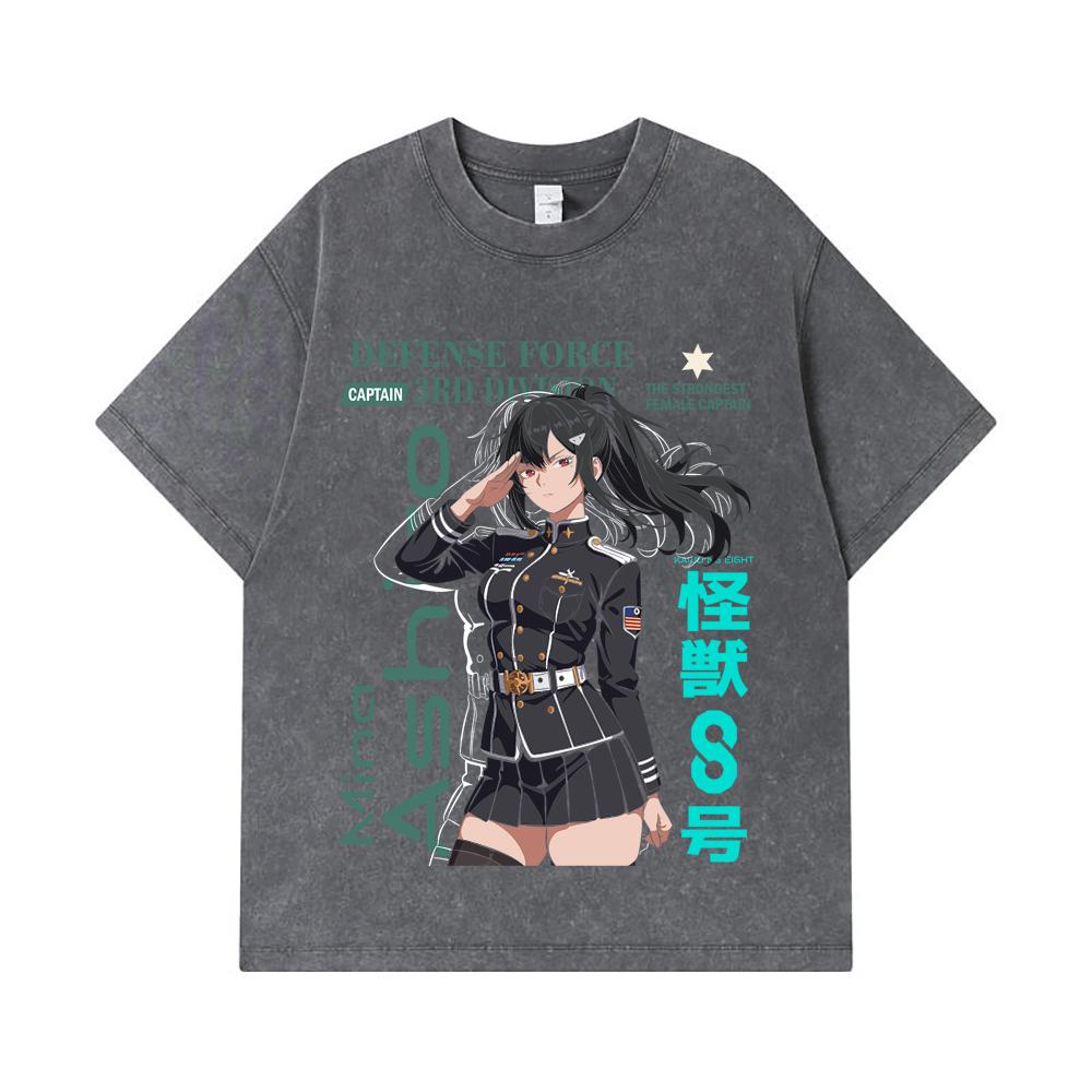 275 GSM Washed T-shirts 100% Cotton Kaiju No 8 V16 Mina Print Unisex Heavy Cotton T Shirt