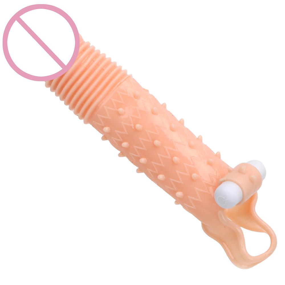 Adults Products Penis Enlargement Condoms Vibrating Dick Sleeve Sex Toys For Men Erotic Reusable Extender Delayed Ejaculation