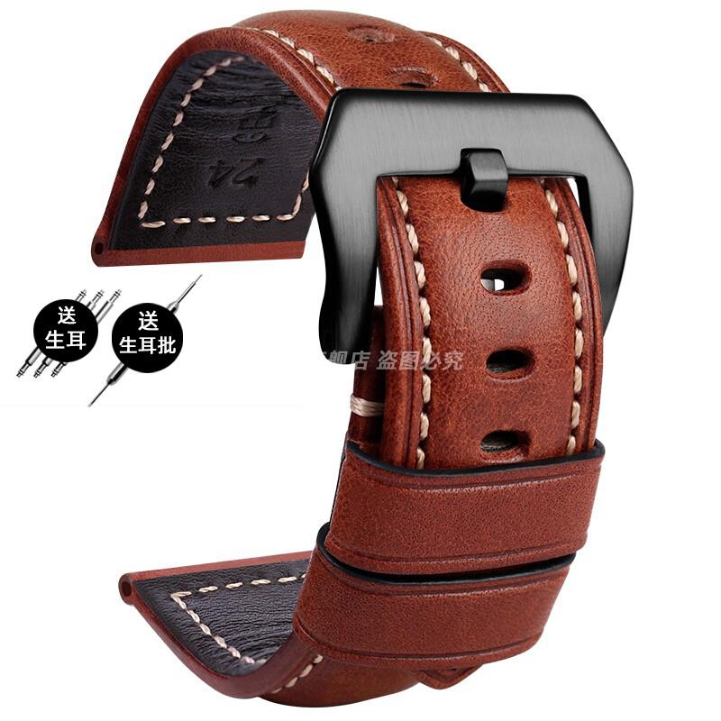 For Panerai PA441 PAM01661 Lumino Watch strap with thickened Italian cowhide Watchbands Vintage Watch Band male Bracelet 22 24MM