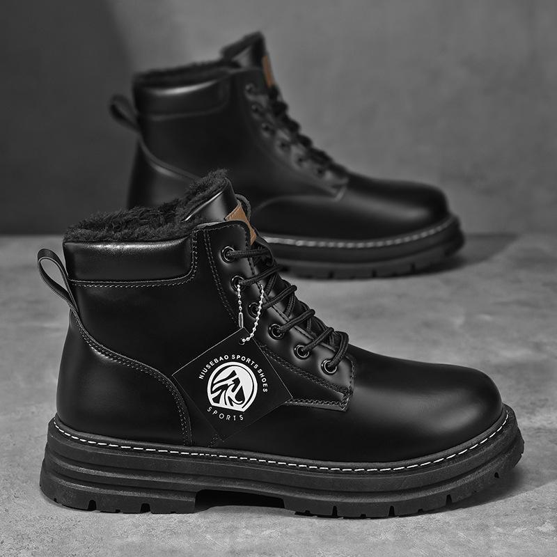 Men's Martin Boots Autumn New Fleece Thickened Outdoor Shoes British Style Retro Big Yellow Boots Men's Shoes