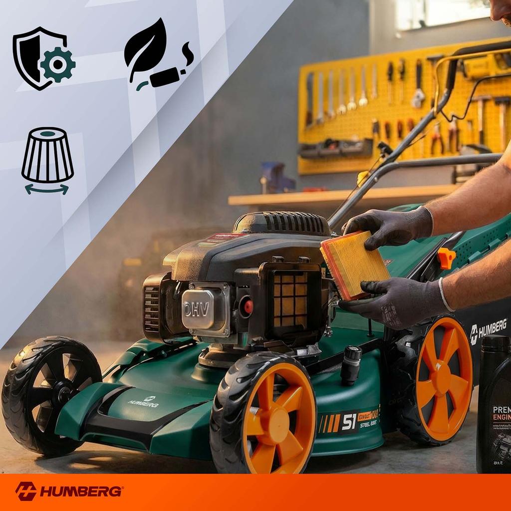Petrol Lawnmower with Drive 51 Cm 70 L Loncin 196Cc + Oil Humberg Hm-601