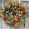 Autumn Eucalyptus Wreath Artificial Plants Background Wall Window Wedding Party Supplies Gifts Diy Christmas Home Decoration