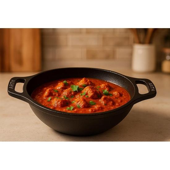 

Arth Cookware Pre Seasoned 8inch Kadai, 100% Toxic and Chemical Free, Naturally Non Stick
