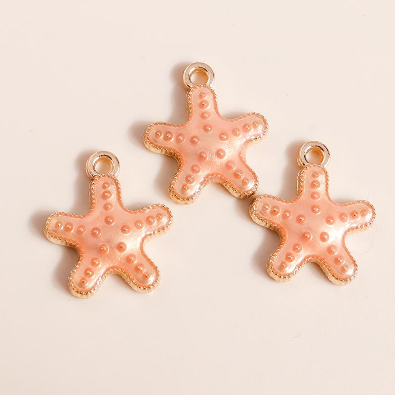 Leslie 10pcs Mix Cute Enamel Marine Organism Starfish Charms Pendants of Necklace Earrings Keychain Handemade DIY Jewelry Making