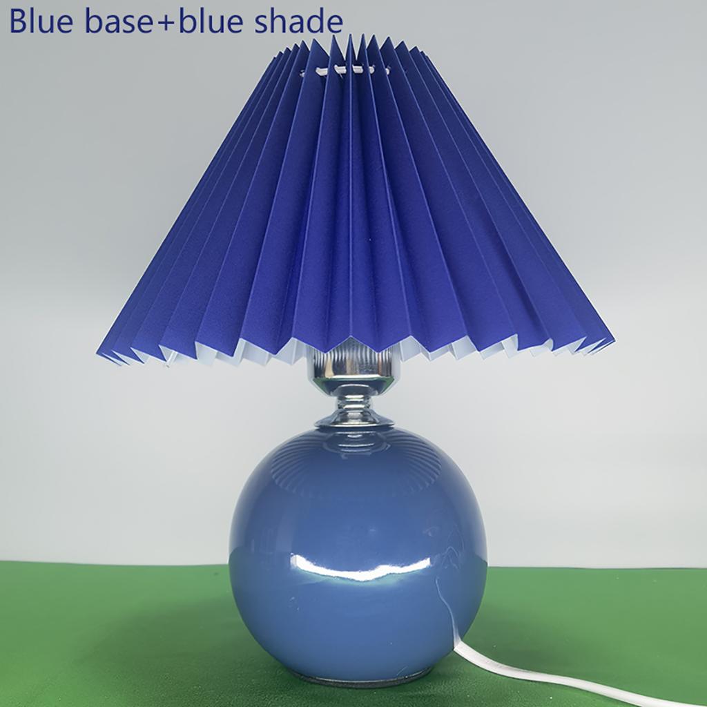 Vintage Pleated Table Lamp with LED E27 Tricolored Bulb Ceramic Base  AU US EU UK Plug Cute Decorative Night Light for Bedroom