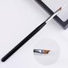 1pc 15.6cm French Tip Nail Brush - Crescent Shape Oblique Design for Precise DIY Nail Art, Black Handle with Metallic Ferrule & Soft Bristles