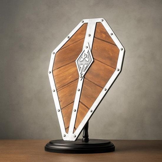 Dragon Crest Medieval Shield  Fantasy Wooden Display Prop for Skyrim Fans, Cosplay,  Collector Decor