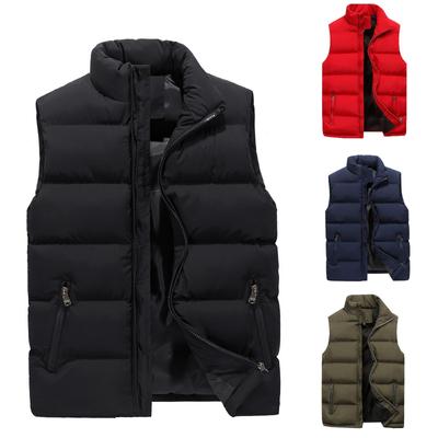 Herren-Herbst-/Winter-Mode, einfarbig, warme Daunen-Baumwoll-Reißverschlussweste