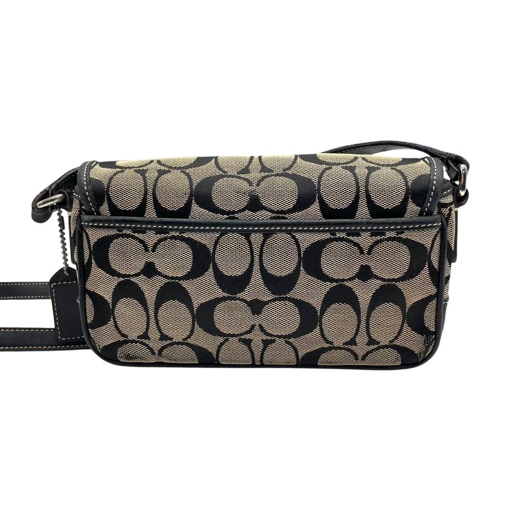 Used COACHShoulder Bag black/beige canvas/leather Women