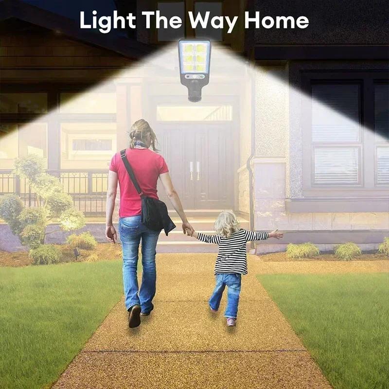 1/2Pack Solar LED Street Lights PIR Motion Sensor with Remote Control 3 Lighting Modes Outdoor Courtyard Garden Garage Lamp