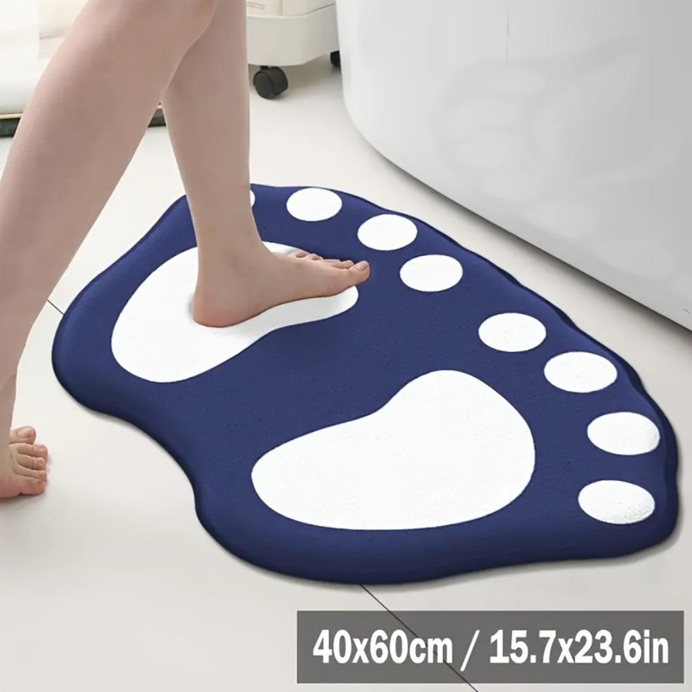 Cartoon Footprint Bath Mat 40*60cm Non-slip Backing Doormat Dirt-scraping Surface Water Absorption Floor Rug Home Decoration