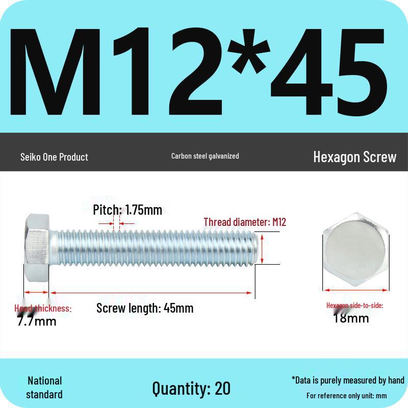 8.8 Grade Galvanized Hex Head Bolt, High-Strength M4-M30