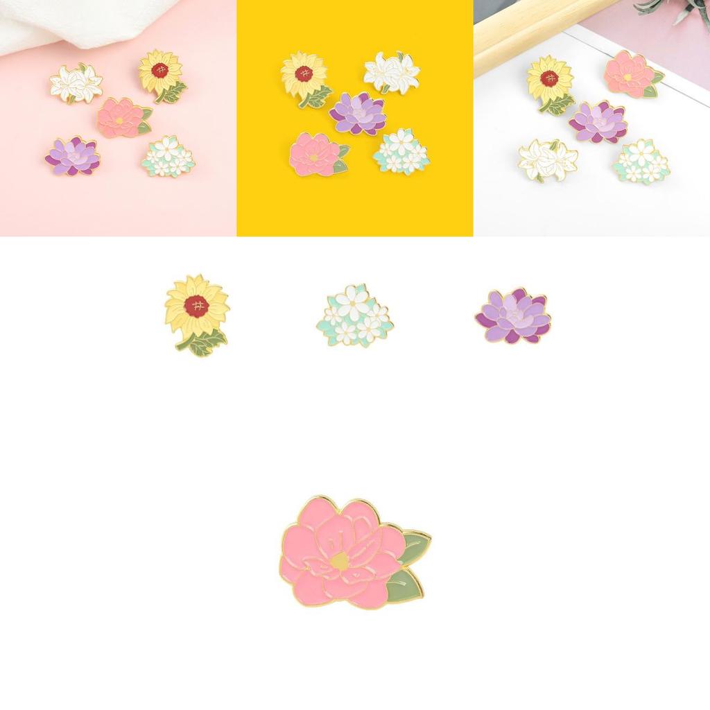 Creative Floral Design Fashionable Sunflower And Lily Brooch Pin For Unisex Style