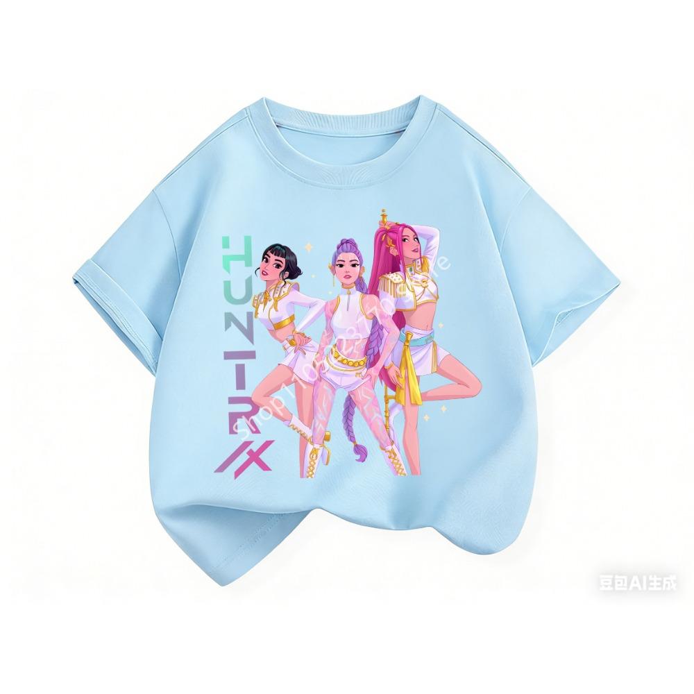 2026 Toddler Girl Clothes Kpop Demon Hunt Ers Cartoon Tee Shirt Funny Gift for Fans Harajuku Cool Kids T-shirts Summer Tops