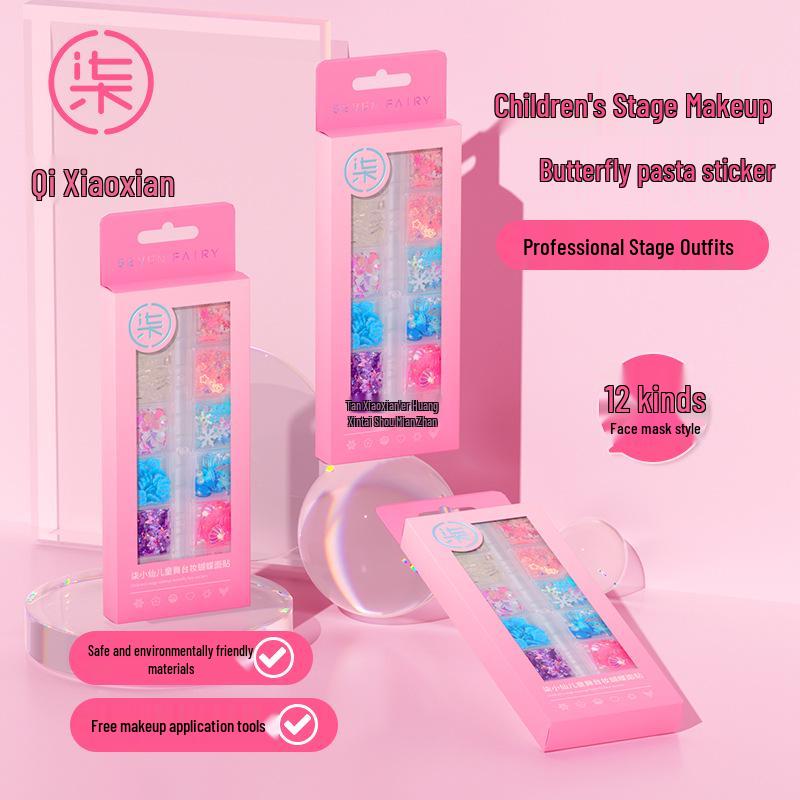 Seven Fairies Kids Glitter Face Stickers: Shimmer Butterfly Decorations for Eye Makeup & Face Painting Not Included