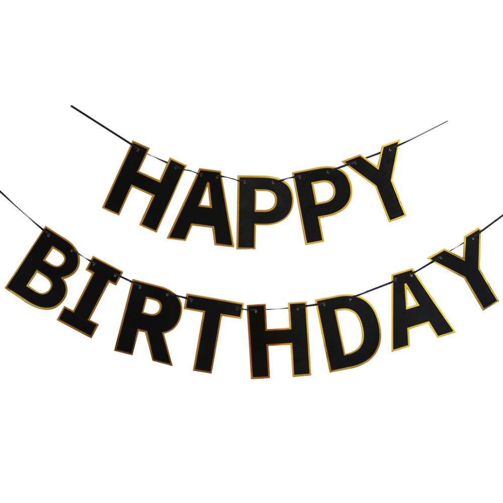 Gold-Edged Macaron Birthday Banner with Hot Stamping Pull Flags