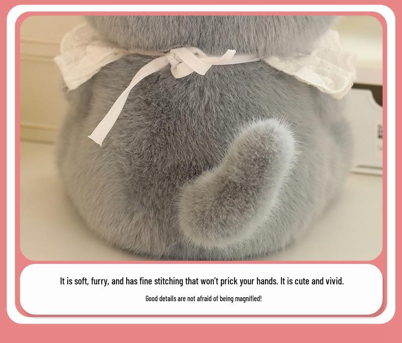 Cute Black-Gray Large-Eyed Kitten Plush Toy – Children's Cartoon Cat Doll