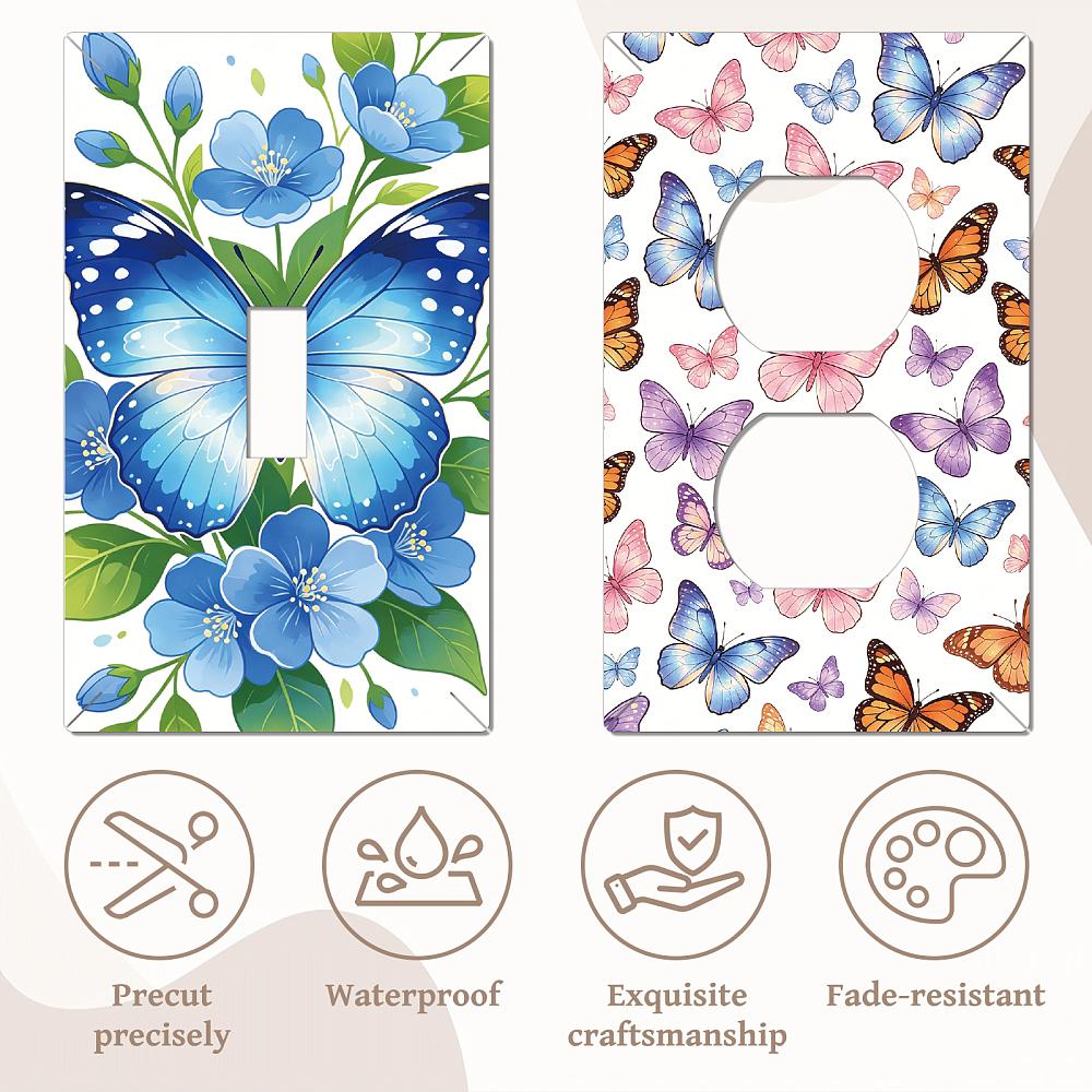 16 Pcs 8 Styles PVC Stickers Switch Stickers Butterfly 115x70mm 2pcs/style