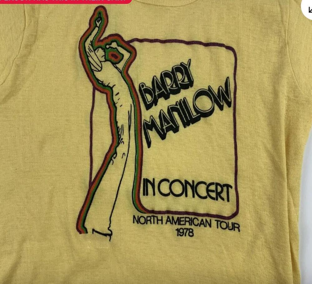 РАСПРОДАЖА Винтажная Футболка Barry Manilow С Коротким Рукавом Желтая Горячая Унисекс Футболка XXXL