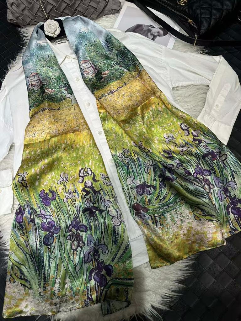 BYSIFA|New Khaki Yellow Silk Scarf Printed Winter Elegant Peony Design Long Scarves Shawls Fashion Brand Head Neck Scarves Capes