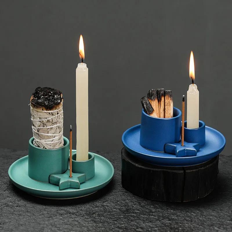 1pc Ceramic Aroma Tray Incense Burner Elegant Home Decor for Sage Palo Santo & Sticks with Easy Cleaning Design, Perfect Gift