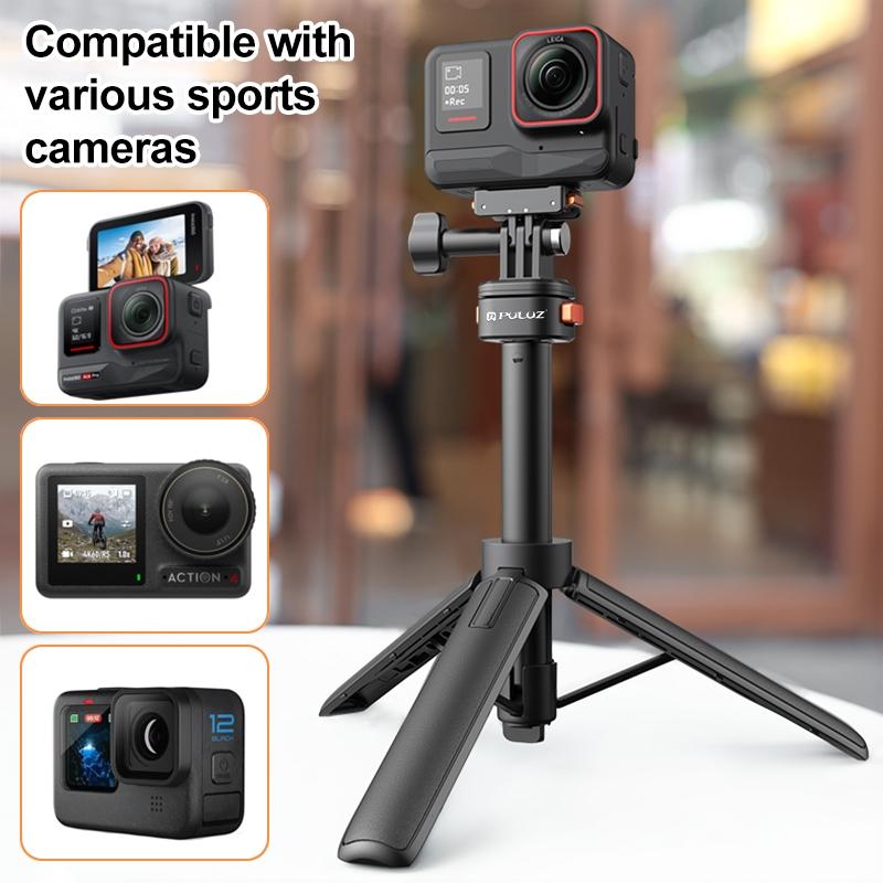 PULUZ Mini Magnetic Quick Release Selfie Stick Tripod 1/4 srew Stand Mount For GoPro MISSION 1/1 PRO/DJI/Insta360 Action Cameras
