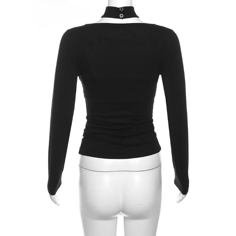 VAYLA Simple Thin Casual Soft All-match Tight Sexy Mature Beautiful High Street Women's Autumn Short Base Shirt Top