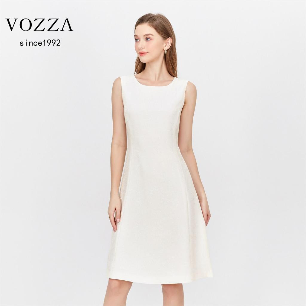 VOZZA Ärmelloses ausgestelltes Tanktop Rundhalsausschnitt Perfekt für und Herbst Damenkleid, A-Linie, Ausschnitt, Knielang, Gefüttert, Ausschnitt, Knielang, Frühling, Sommer, (Für dich