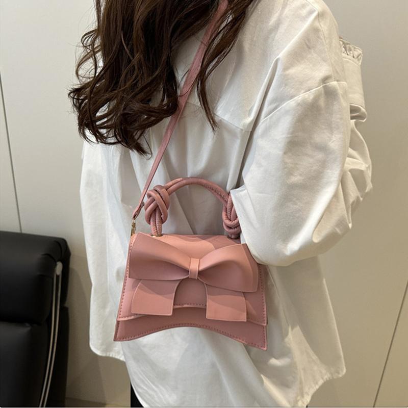 PU Solid Color Bow Casual Tote Large Capacity Commuting High Quality Women's Bags Winter New Versatile Crossbody Bags