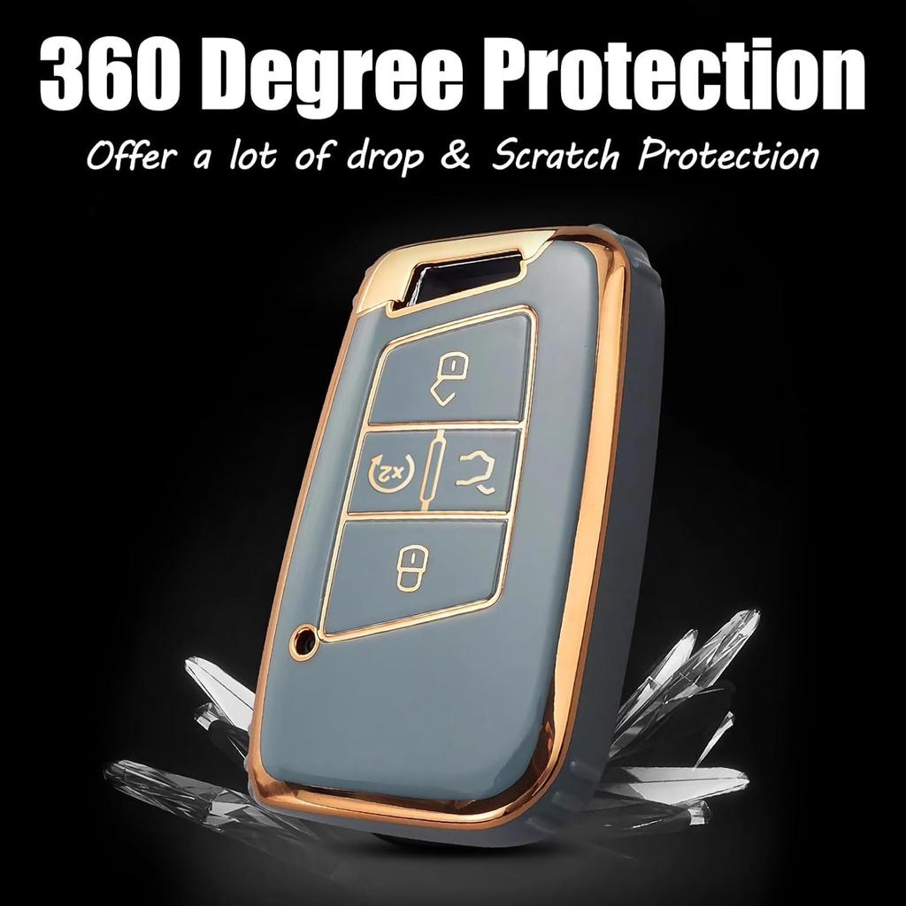 Montague Key Fob Cover for Volkswagen with Keychain, Premium TPU Key Case Compatible with VW Tiguan Atlas Taos SEL Jetta GLI Passat Arteon Remote