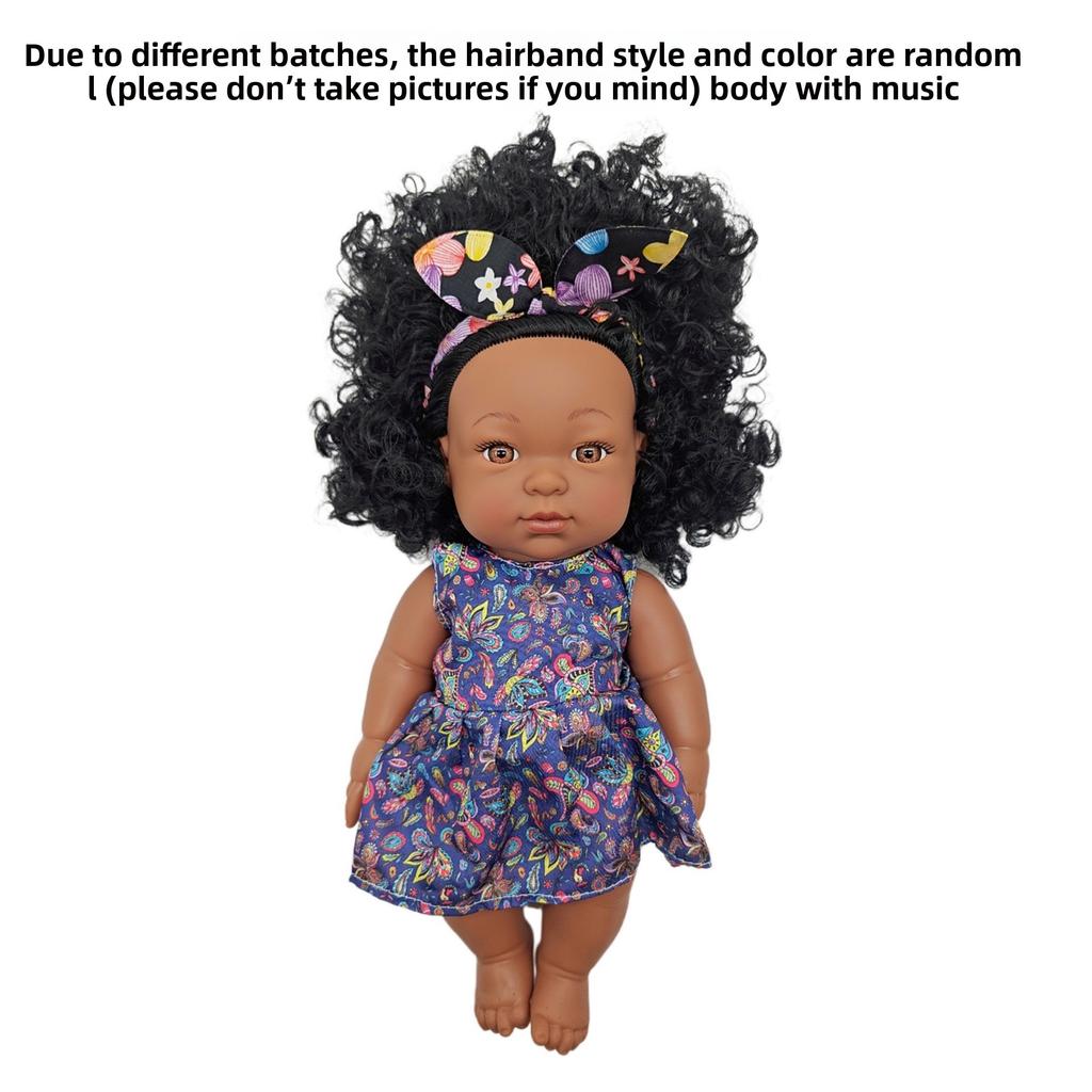 18-47CM Black Doll Full Body Vinyl Reborn Doll Soft Glue Simulation Baby African Doll Music Doll