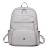 Solid Color Backpack Women's Multi-Layer Pocket Water-Repellent Nylon Backpack