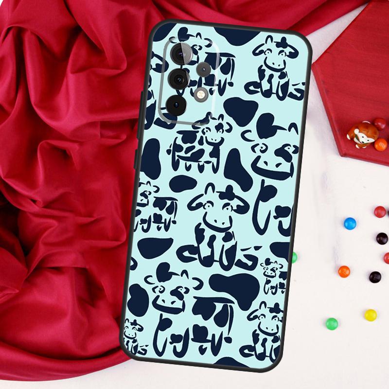 Cartoon Cute Cow Spots For Samsung Galaxy A55 A53 A33 A13 A35 A15 A36 A56 A26 A16 A22 A32 A52 A54 A34 A06 A05 Case