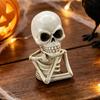 Festive Desktop Skull Figurines Skeleton Thinker Statue Halloween Decor, Funny Thinking Figurine, Dark Atmosphere Party Props Resin Sculpture for Home