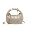 Woven Circle Handbag Women Small Solid Color Chain Crossbody Bag Casual Shoulder