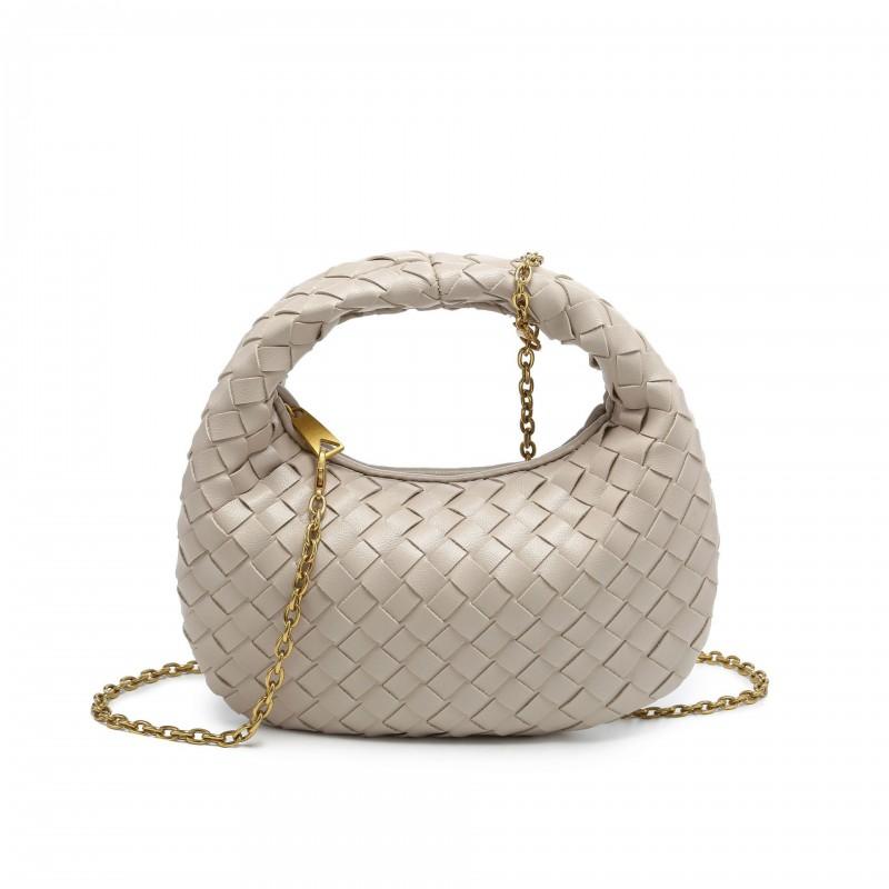 Woven Circle Handbag Women Small Solid Color Chain Crossbody Bag Casual Shoulder