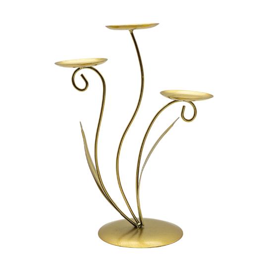 Iron Tulip Candle Holder Decoration 3-Arm Flower Candlestick Home Office Living