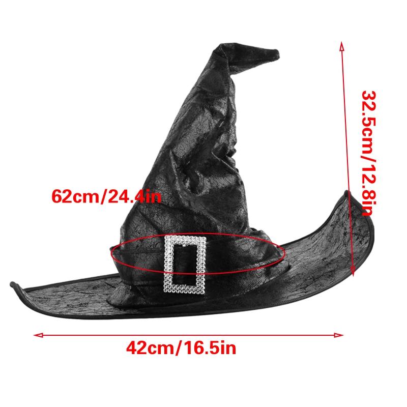 Halloween Witch Hat Black Pointed Wizard Hat Witch Costume Accessories Halloween Dress Up Hat Boys Girls Costume Prop